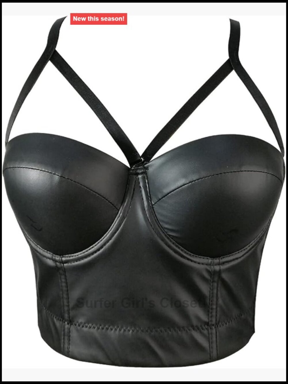 PU Leather Bustier Corset Crop Top Gothic Push Up Bra Women's Clubwear